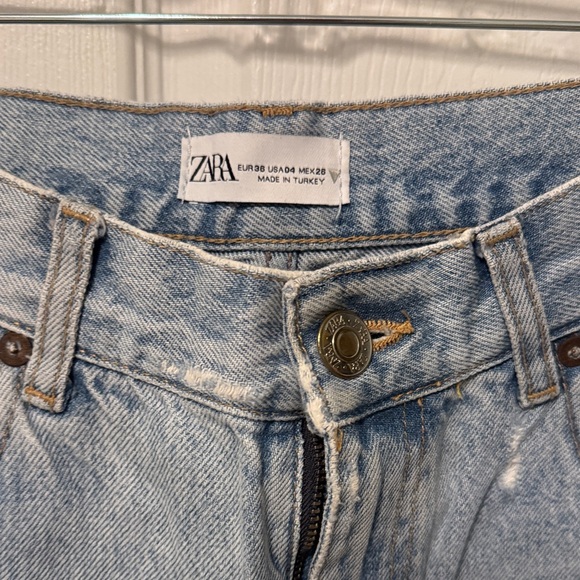 Zara wide leg Light Blue Distressed Women Jeans - Picture 3 of 4